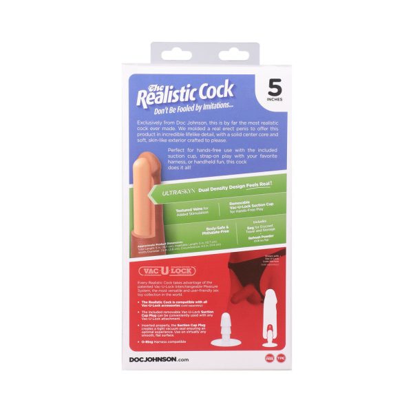 The Realistic Cock 5 in. ULTRASKYN Vac-U-Lock Dildo Chocolate - Image 10