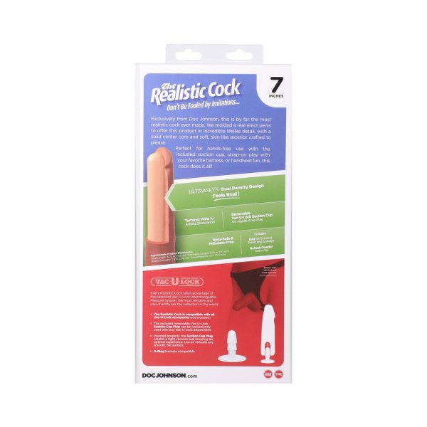 The Realistic Cock 7 in. ULTRASKYN Vac-U-Lock Dildo Chocolate - Image 10
