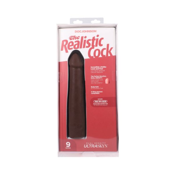 The Realistic Cock 9 in. ULTRASKYN Vac-U-Lock Dildo Chocolate - Image 9