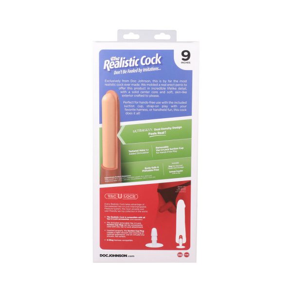 The Realistic Cock 9 in. ULTRASKYN Vac-U-Lock Dildo Chocolate - Image 10