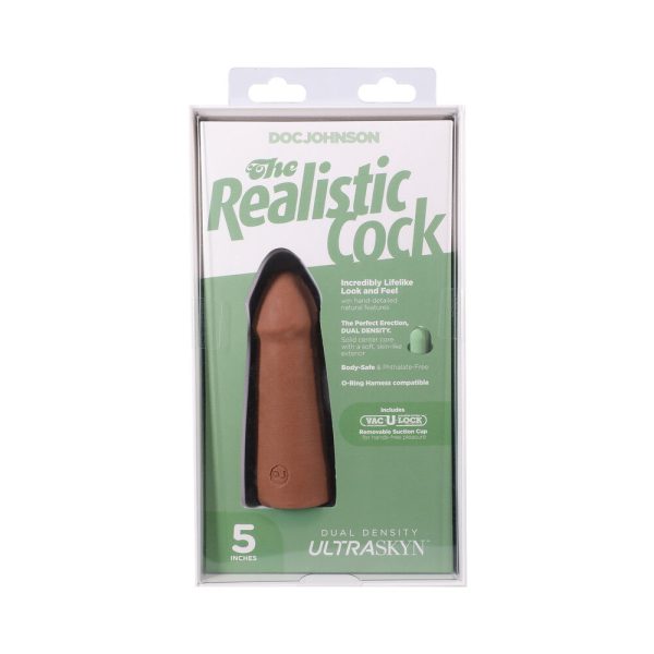 The Realistic Cock 5 in. ULTRASKYN Vac-U-Lock Dildo Caramel - Image 9