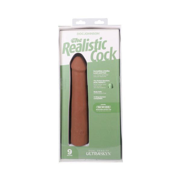 The Realistic Cock 9 in. ULTRASKYN Vac-U-Lock Dildo Caramel - Image 9