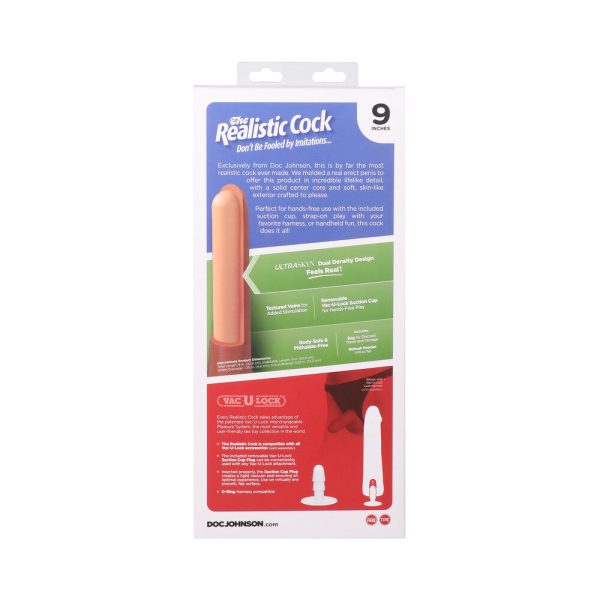 The Realistic Cock 9 in. ULTRASKYN Vac-U-Lock Dildo Caramel - Image 10