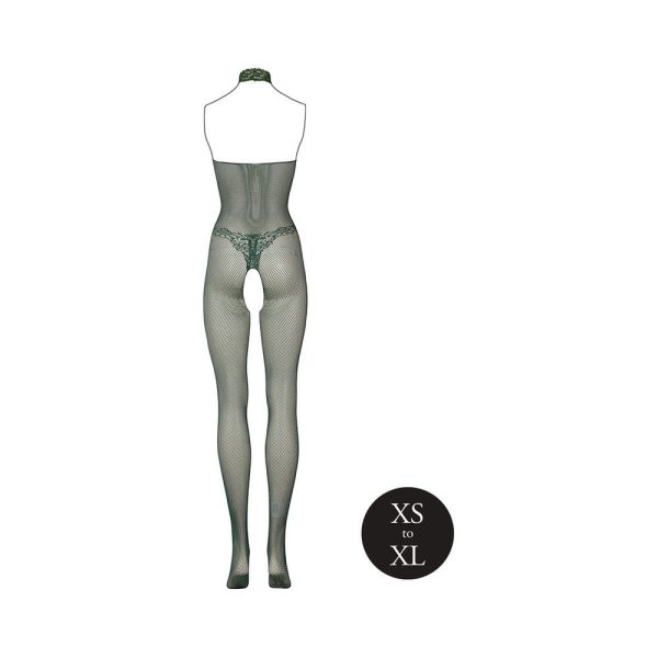 Le Desir Fishnet and Lace Bodystocking Midnight Green O/S - Image 5