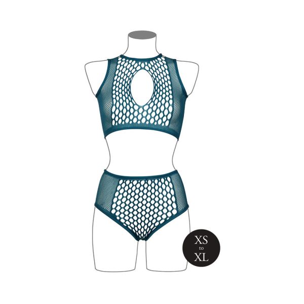 Le Desir Duo Net Key-Hole Bra Set Ocean Deep O/S - Image 4