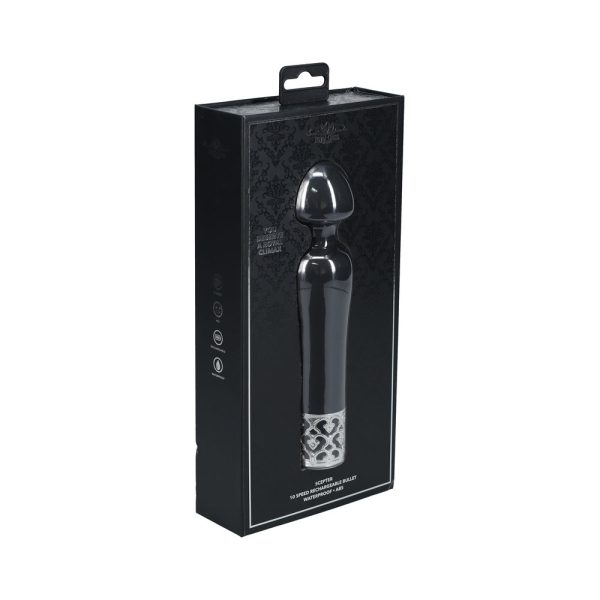 Royal Gems Scepter Silicone Rechargeable Vibrator Black - Image 3