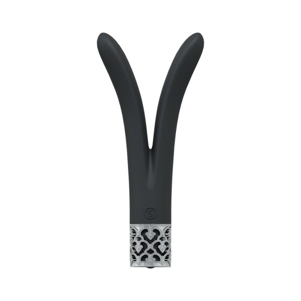 Royal Gems Dueling Queens Silicone Rechargeable Vibrator Black - Image 2