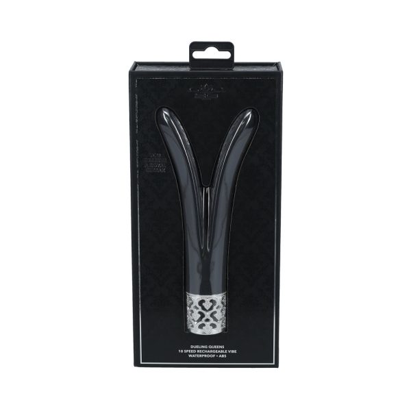 Royal Gems Dueling Queens Silicone Rechargeable Vibrator Black - Image 4