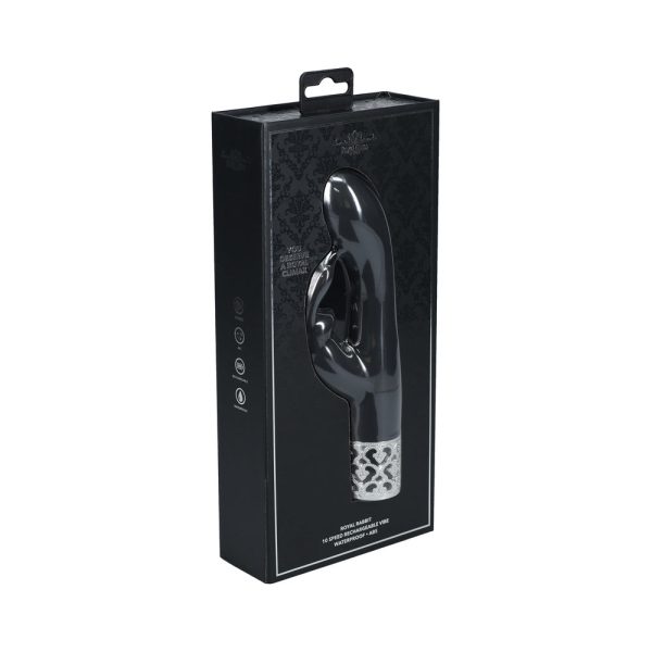 Royal Gems Royal Rabbit Silicone Rechargeable Vibrator Black - Image 3