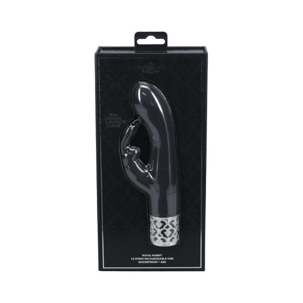 Royal Gems Royal Rabbit Silicone Rechargeable Vibrator Black - Image 4
