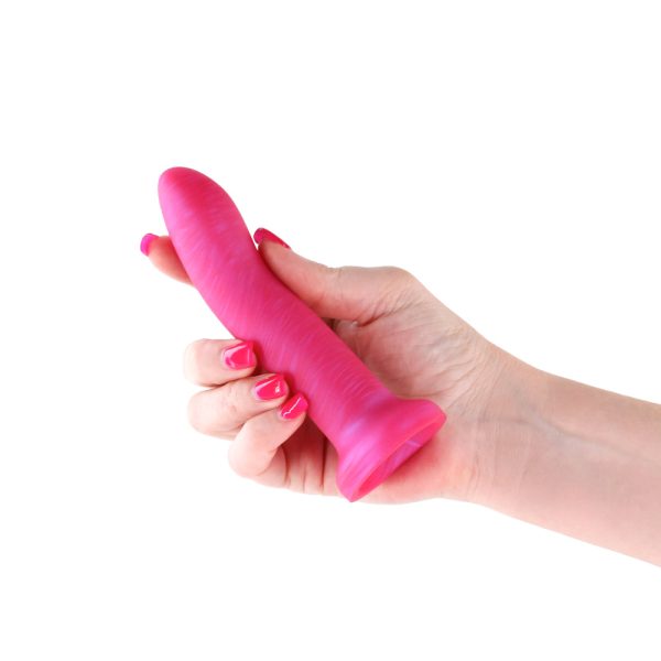Royals Charlie 5 in. Metallic Curved Dildo Pink - Image 3