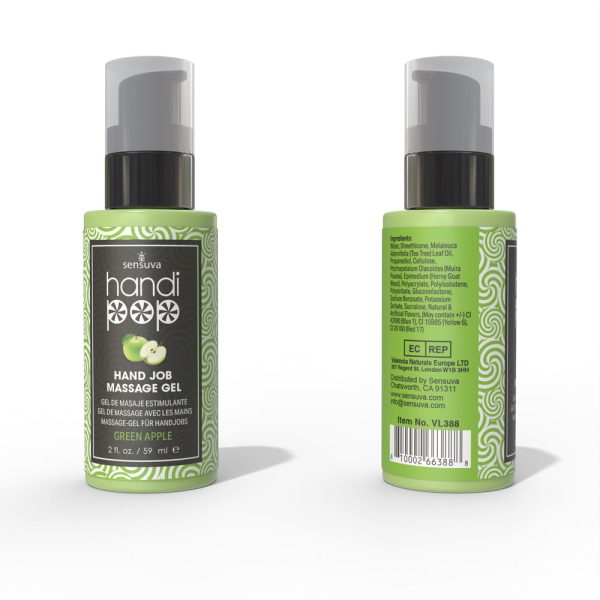 Sensuva HandiPop Edible Hand Job Massage Gel Green Apple 2 oz. - Image 2