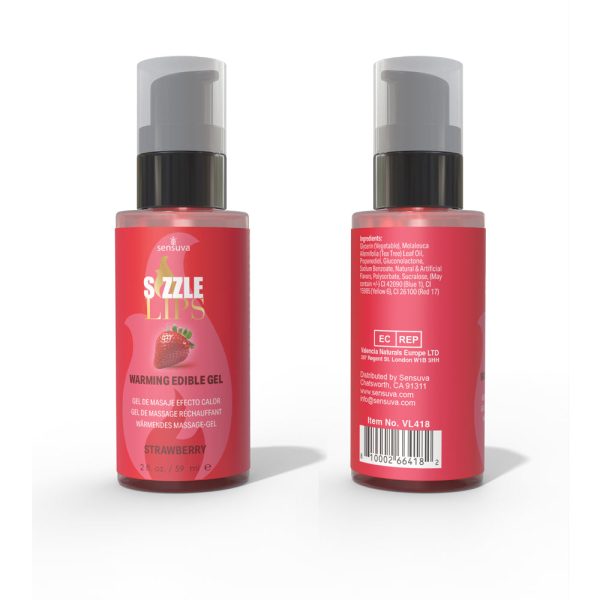 Sensuva Sizzle Lips Warming Gel Strawberry 2 oz. - Image 2