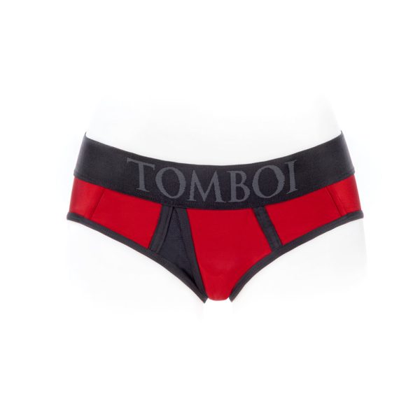 SpareParts Tomboi Cover Brief Style Underwear Harness Nylon Red/Black L - Image 2