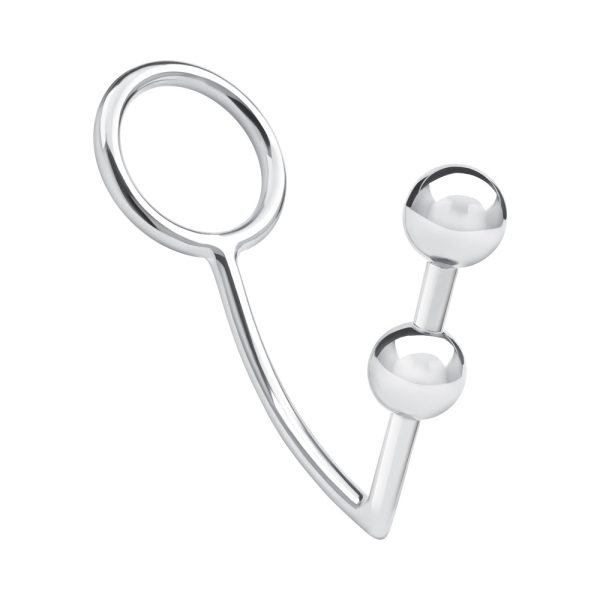 Blue Line 2 Bead Stainless Steel Anal Hook & Cock Ring - Image 3
