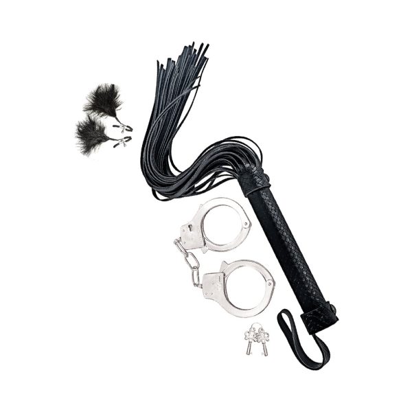 Bondage by Nasstoys Whip, Feather and Cuffs Black - Image 2