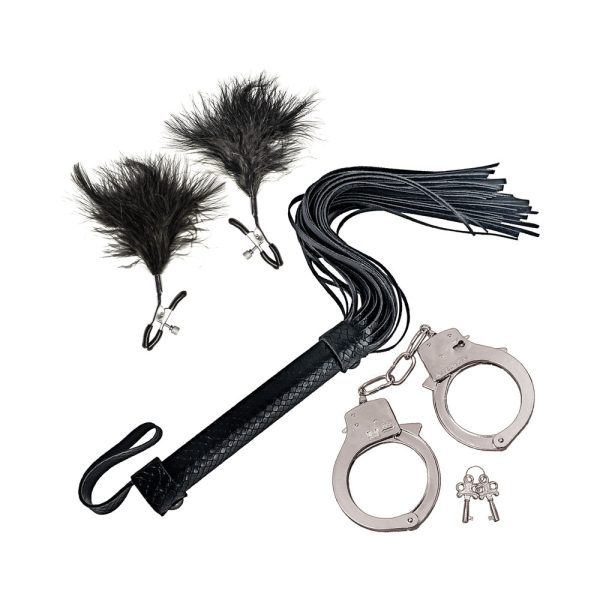 Bondage by Nasstoys Whip, Feather and Cuffs Black - Image 4
