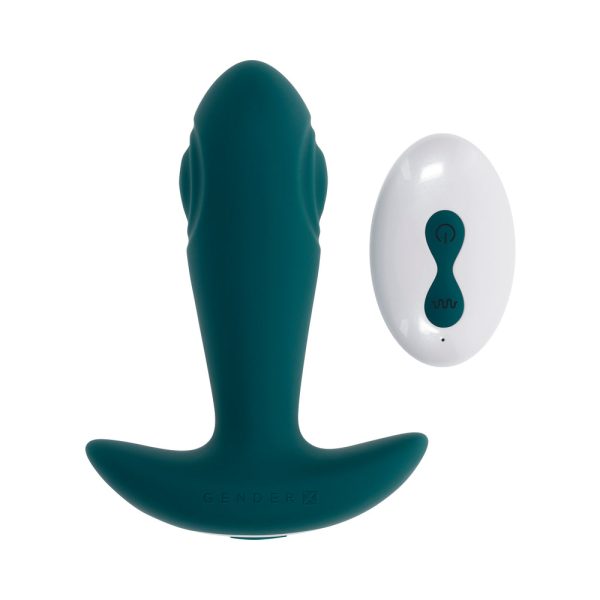 Gender X Tunnel Tapper Rechargeable Vibrating Anal Plug with Remote Teal - Image 2