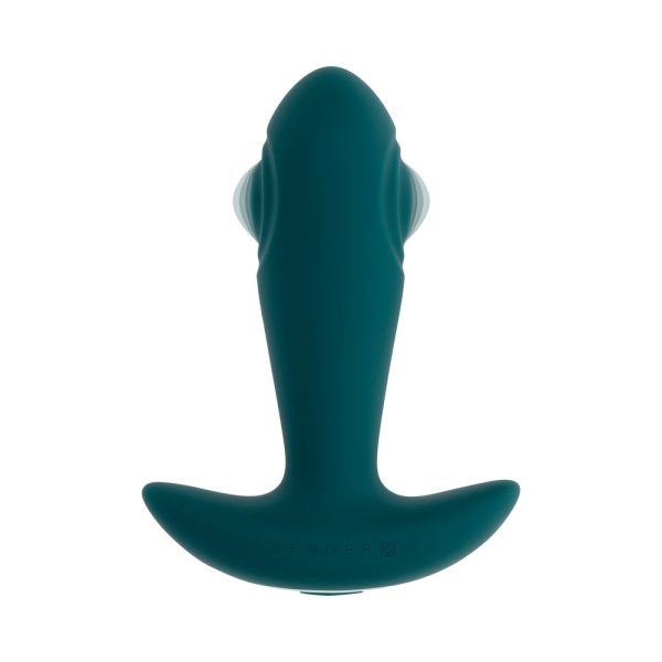 Gender X Tunnel Tapper Rechargeable Vibrating Anal Plug with Remote Teal - Image 4