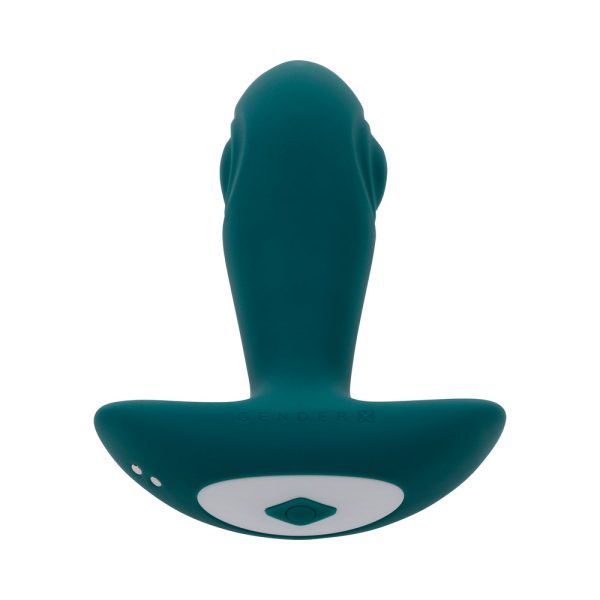 Gender X Tunnel Tapper Rechargeable Vibrating Anal Plug with Remote Teal - Image 8