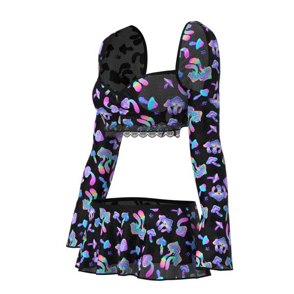 Magic Silk Hazy Dayz Crop Top, Skirt & G-String Set Mushroom S/M - Image 4