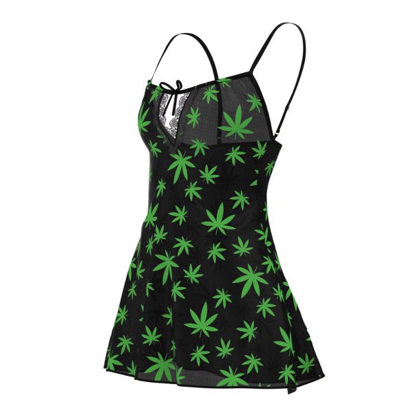 Magic Silk Hazy Dayz Dress & G-String Set Pot Leaf S/M - Image 4