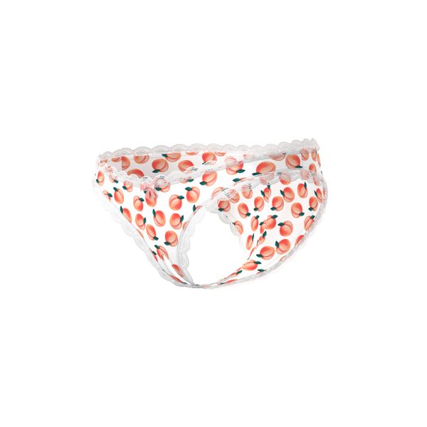 Magic Silk Sweet Treats Crotchless Boy Short with Lube Peach S/M - Image 4