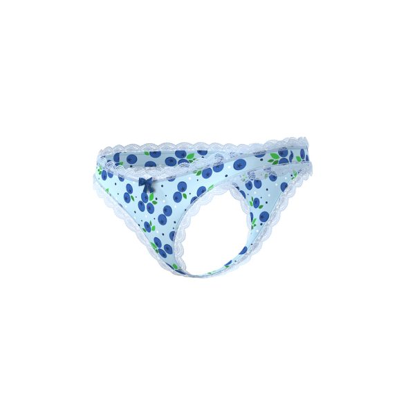 Magic Silk Sweet Treats Crotchless Thong with Lube Blueberry S/M - Image 4