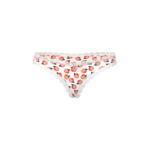 Magic Silk Sweet Treats Crotchless Thong with Lube Peach S/M - Image 3