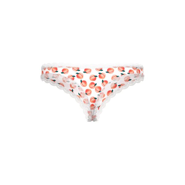 Magic Silk Sweet Treats Crotchless Thong with Lube Peach S/M - Image 5