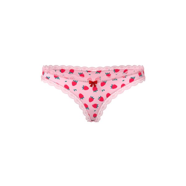 Magic Silk Sweet Treats Crotchless Thong with Lube Strawberry S/M - Image 3