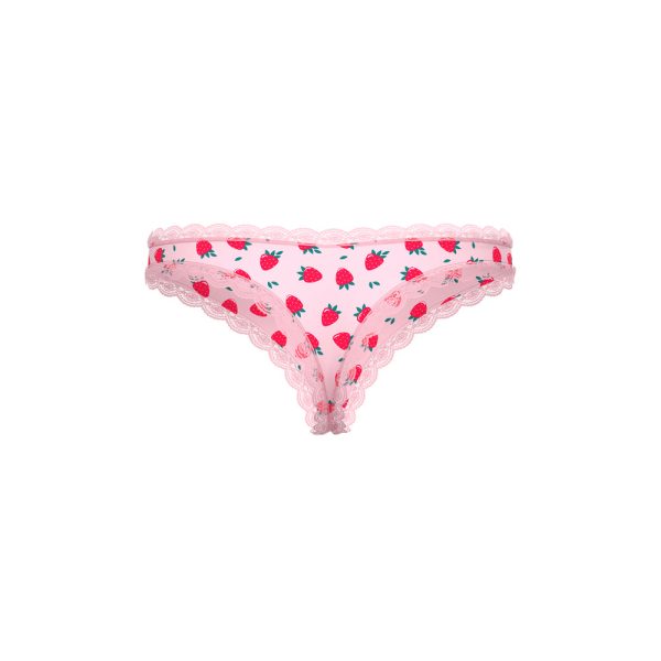 Magic Silk Sweet Treats Crotchless Thong with Lube Strawberry S/M - Image 5