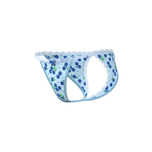 Magic Silk Sweet Treats Split Back & Crotchless Panty with Lube Blueberry S/M - Image 4