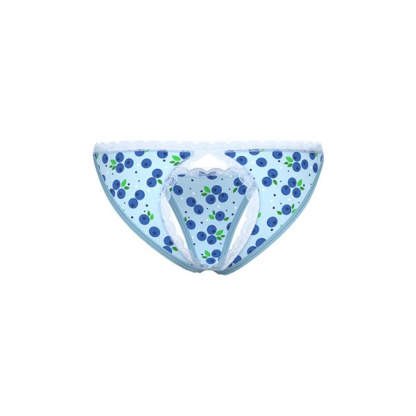 Magic Silk Sweet Treats Split Back & Crotchless Panty with Lube Blueberry S/M - Image 5