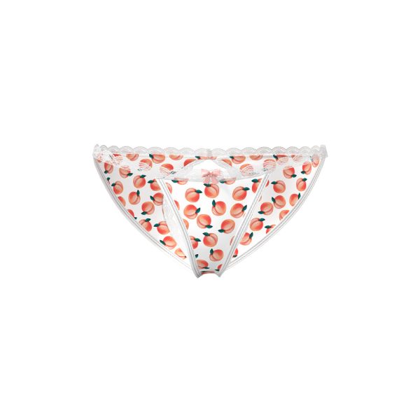 Magic Silk Sweet Treats Split Back & Crotchless Panty with Lube Peach L/XL - Image 3