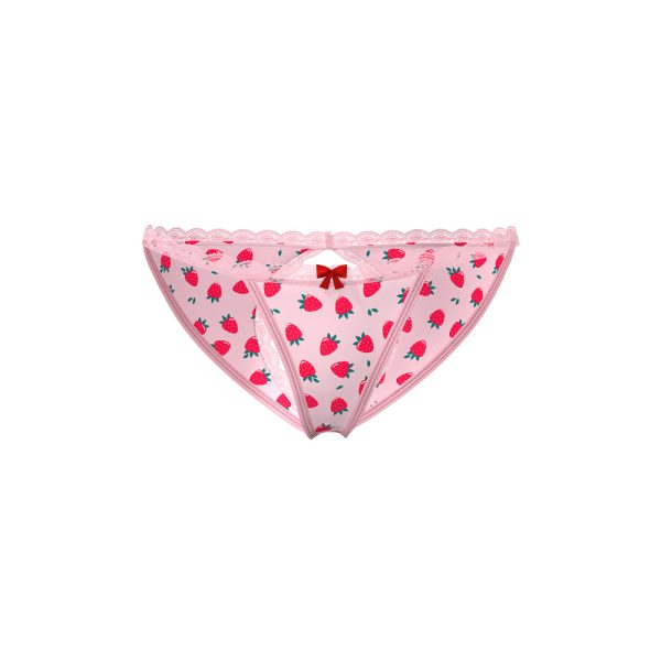 Magic Silk Sweet Treats Split Back & Crotchless Panty with Lube Strawberry L/XL - Image 3