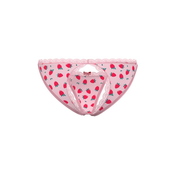 Magic Silk Sweet Treats Split Back & Crotchless Panty with Lube Strawberry Queen Size - Image 5
