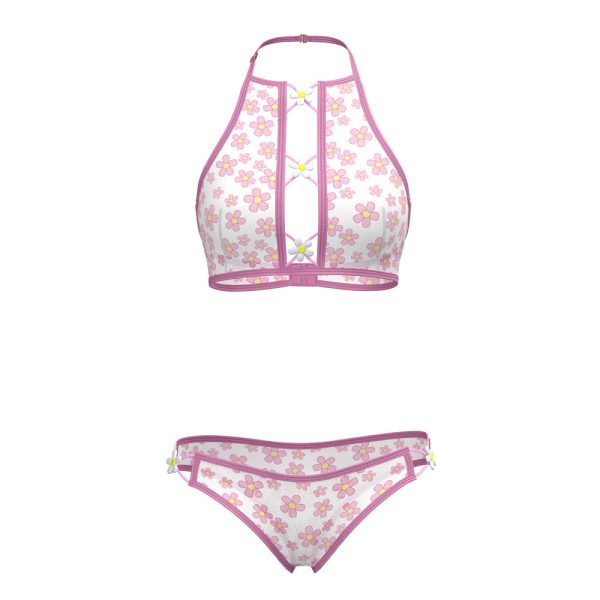Magic Silk Daisy Halter Bralette & Panty Set Daisy Print L/XL - Image 7