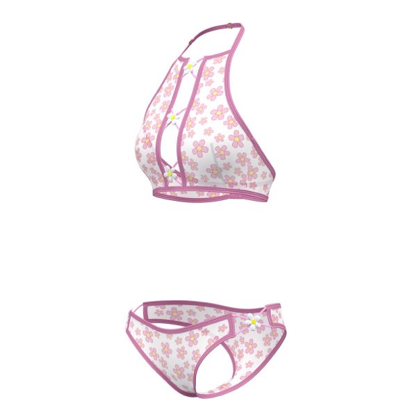 Magic Silk Daisy Halter Bralette & Panty Set Daisy Print L/XL - Image 8