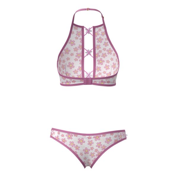 Magic Silk Daisy Halter Bralette & Panty Set Daisy Print L/XL - Image 9