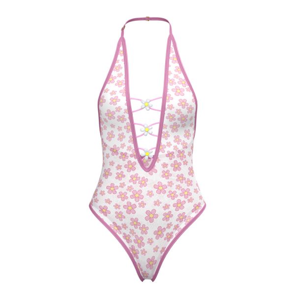 Magic Silk Daisy Teddy with Snap Crotch Daisy Print Queen Size - Image 7