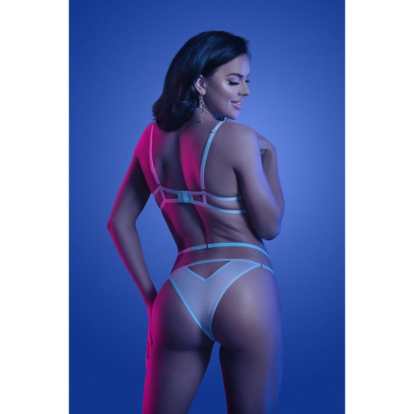 Fantasy Lingerie Glow Prismatic Iridescent Glow-in-the-Dark Cut-Out Cup Bra & Cage Panty L/XL - Image 3