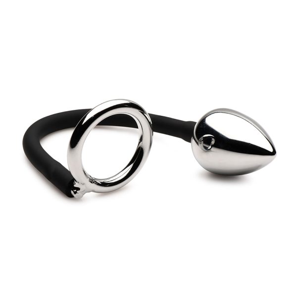 Master Series Tug + Plug Cock & Ball Ring with Anal Plug - Image 3