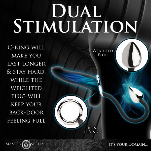 Master Series Tug + Plug Cock & Ball Ring with Anal Plug - Image 8