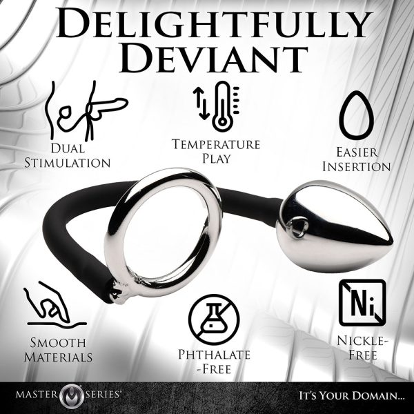 Master Series Tug + Plug Cock & Ball Ring with Anal Plug - Image 10