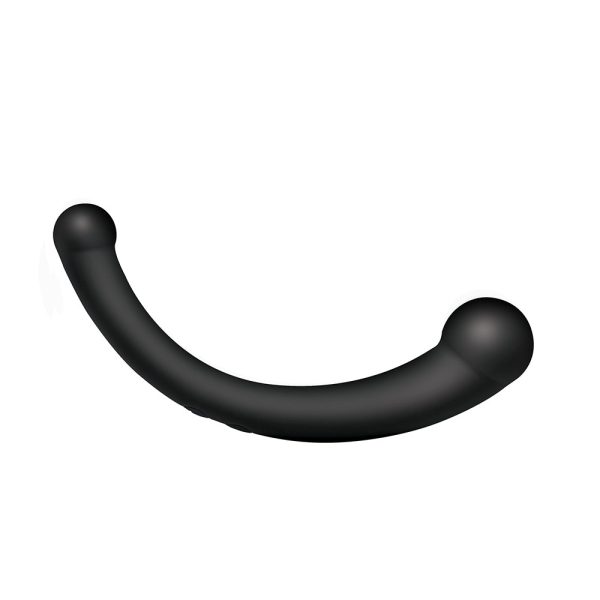 Master Series 10X Vibra-Crescent Vibrating Silicone Dual Ended Dildo Black - Image 4