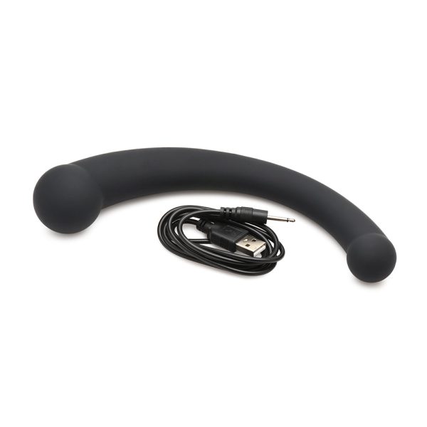 Master Series 10X Vibra-Crescent Vibrating Silicone Dual Ended Dildo Black - Image 5