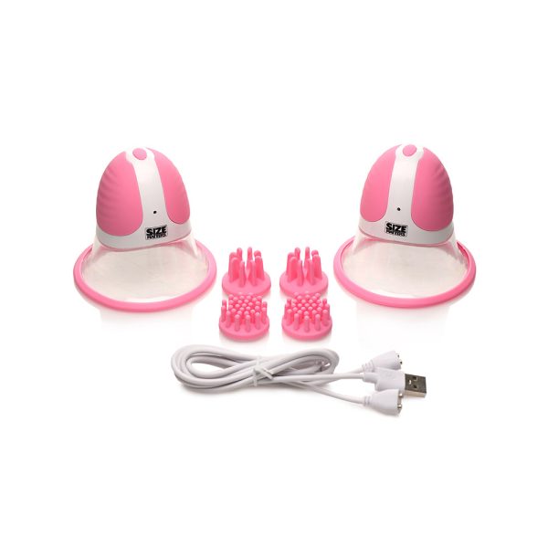 Size Matters 10X Rotating Silicone Nipple Suckers with 4 Attachments Pink - Image 7
