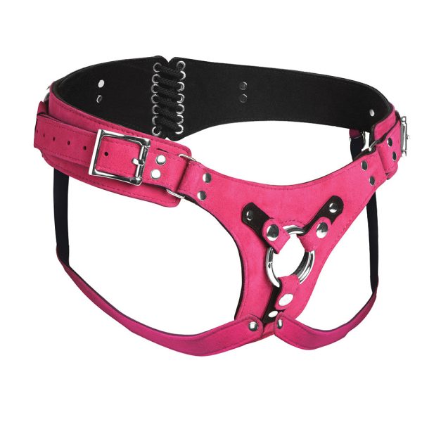 Strap U Bodice Deluxe Leather Corset Harness Pink - Image 2