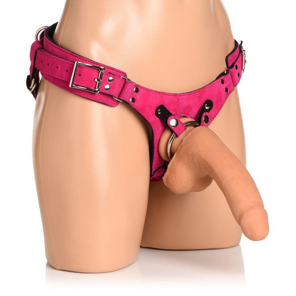 Strap U Bodice Deluxe Leather Corset Harness Pink - Image 6
